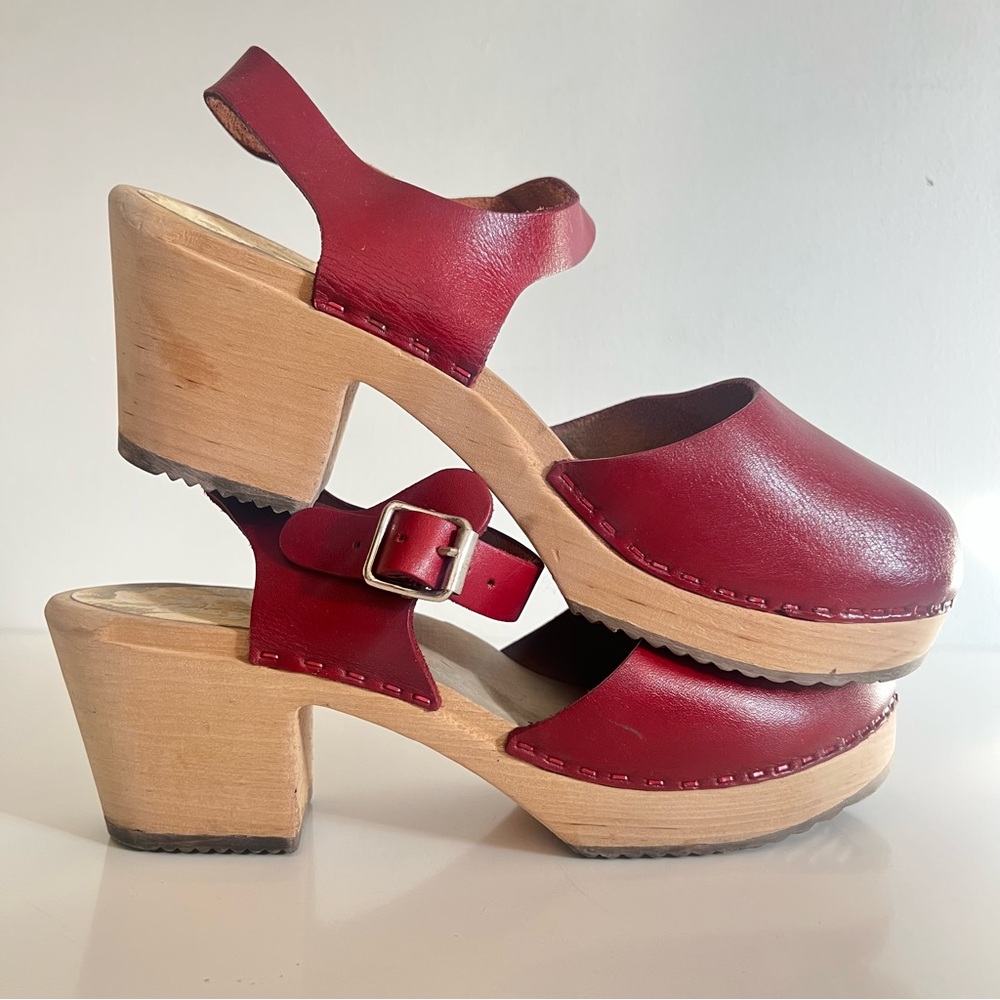 Lotta From Stockholm Swedish Red Heeled Clogs Size 41
